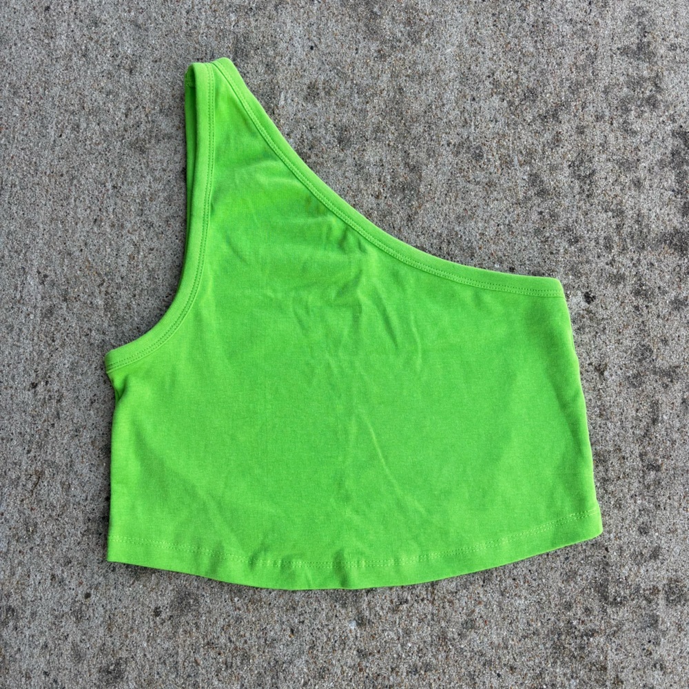 Zara Vibrant Green One-Shoulder Top